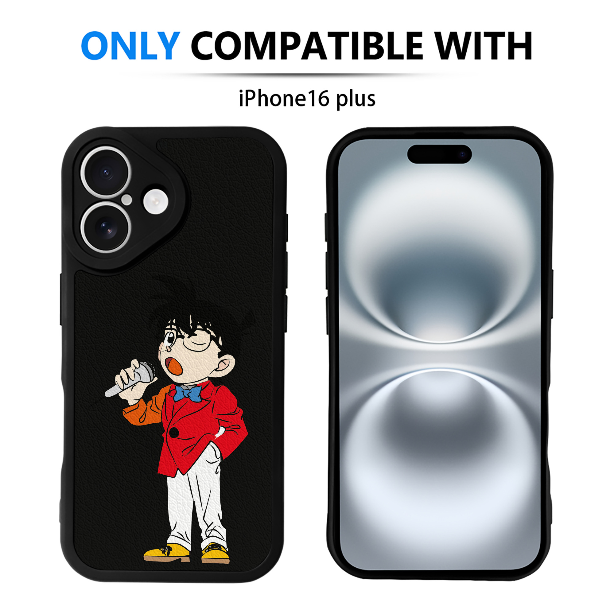 （画像用） 名探偵コナン 江戸川 コナン Detective Conan Conan Edogawa 【iPhone 16シリーズ対応】シリコンスマホケース（レザー調） 材質：シリコン